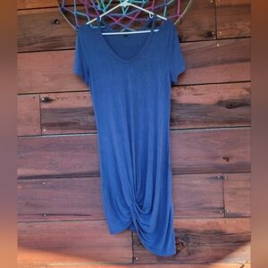 T-shirt Dress Cold Shoulder Midi Navy Blue Size Small